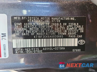 Zdjęcie 12 z 12 samochodu: 2010 TOYOTA CAMRY SE VIN:4T1BF3EK6AU020665 - miniatura
