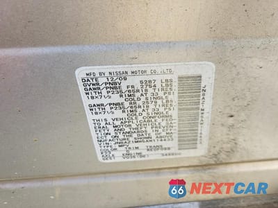 Zdjęcie 12 z 12 samochodu: 2010 NISSAN MURANO S VIN:JN8AZ1MW5AW114433 - miniatura