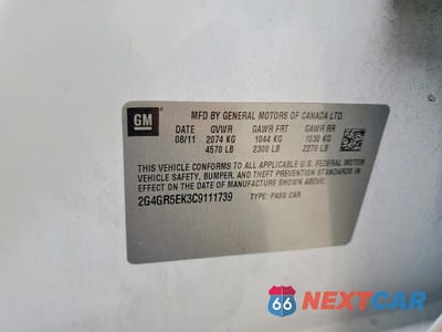 Zdjęcie 12 z 12 samochodu: 2012 BUICK REGAL VIN:2G4GR5EK3C9111739 - miniatura