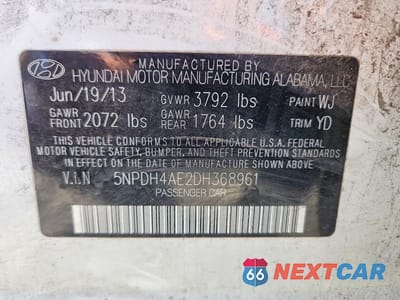 Zdjęcie 12 z 12 samochodu: 2013 HYUNDAI ELANTRA GLS VIN:5NPDH4AE2DH368961 - miniatura
