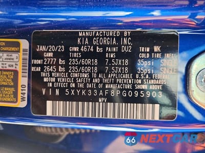 Zdjęcie 12 z 12 samochodu: 2023 KIA SPORTAGE EX VIN:5XYK33AF8PG095903 - miniatura