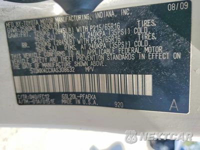 Zdjęcie 14 z 14 samochodu: 2010 TOYOTA SIENNA LE 7-PASSENGER VIN:5TDKK4CCXAS308632 - miniatura