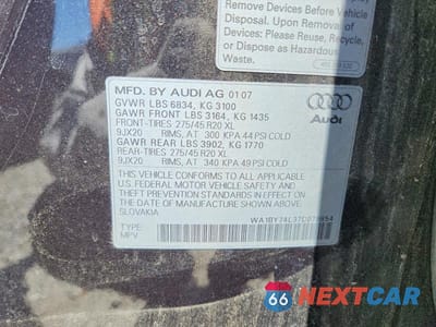 Zdjęcie 13 z 13 samochodu: 2007 AUDI Q7 3.6 QUATTRO PREMIUM VIN:WA1BY74L37D079854 - miniatura