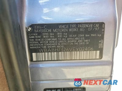 Zdjęcie 12 z 12 samochodu: 1997 BMW 318 IC VIN:WBABH7326VEY02406 - miniatura