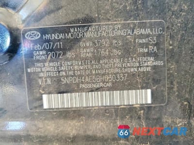 Zdjęcie 12 z 12 samochodu: 2011 HYUNDAI ELANTRA GLS VIN:5NPDH4AE5BH030337 - miniatura