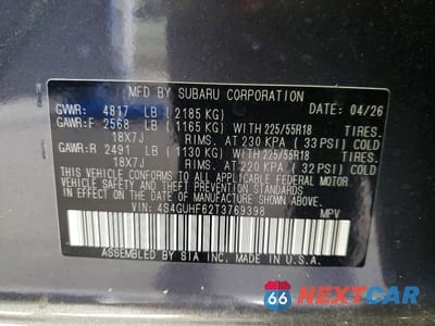 Zdjęcie 13 z 13 samochodu: 2026 SUBARU CROSSTREK SPORT VIN:4S4GUHF62T3769398 - miniatura