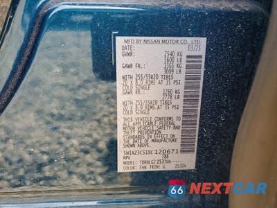 Zdjęcie 12 z 12 samochodu: 2025 NISSAN MURANO SL VIN:5N1AZ3CS1SC120671 - miniatura