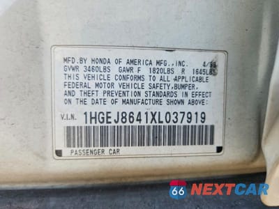 Zdjęcie 12 z 12 samochodu: 1999 HONDA CIVIC EX VIN:1HGEJ8641XL037919 - miniatura