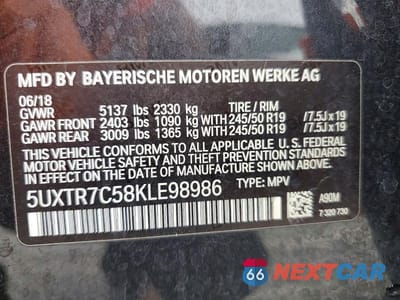Zdjęcie 13 z 13 samochodu: 2019 BMW X3 SDRIVE30I VIN:5UXTR7C58KLE98986 - miniatura
