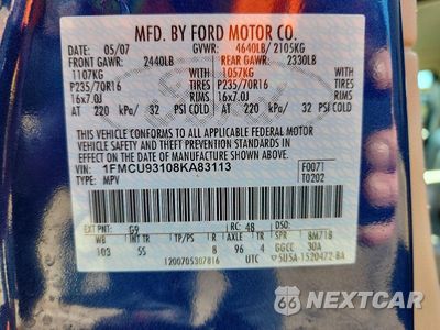 Zdjęcie 13 z 13 samochodu: 2008 FORD ESCAPE XLT VIN:1FMCU93108KA83113 - miniatura
