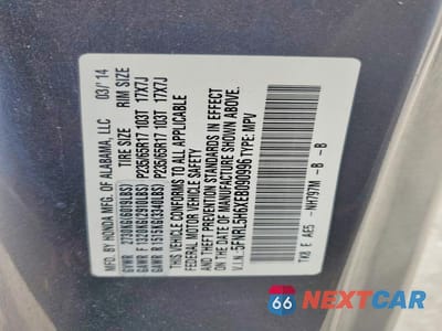 Zdjęcie 14 z 14 samochodu: 2014 HONDA ODYSSEY EXL VIN:5FNRL5H6XEB090996 - miniatura