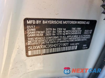 Zdjęcie 12 z 12 samochodu: 2017 BMW X3 XDRIVE28I VIN:5UXWX9C35H0T21901 - miniatura