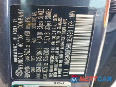 Zdjęcie 14 z 14 samochodu: 2017 HYUNDAI SANTA FE SE VIN:KM8SMDHF5HU182498 - miniatura