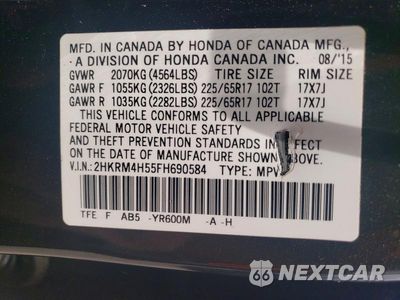 Zdjęcie 12 z 12 samochodu: 2015 HONDA CR-V EX VIN:2HKRM4H55FH690584 - miniatura