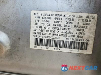 Zdjęcie 13 z 13 samochodu: 2005 ACURA TSX VIN:JH4CL96865C033773 - miniatura