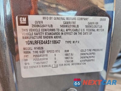 Zdjęcie 13 z 13 samochodu: 2010 CHEVROLET TRAVERSE LT VIN:1GNLRFED4AS118647 - miniatura