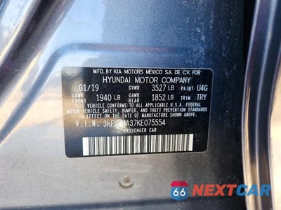 Zdjęcie 12 z 12 samochodu: 2019 HYUNDAI ACCENT SE VIN:3KPC24A37KE075554 - miniatura