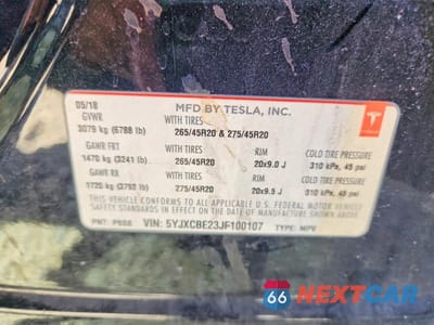 Zdjęcie 14 z 14 samochodu: 2018 TESLA MODEL X VIN:5YJXCBE23JF100107 - miniatura
