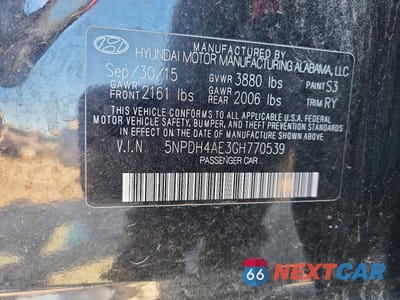 Zdjęcie 12 z 12 samochodu: 2016 HYUNDAI ELANTRA VALUE EDITION VIN:5NPDH4AE3GH770539 - miniatura