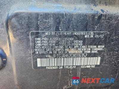 Zdjęcie 12 z 12 samochodu: 2012 SUBARU IMPREZA LIMITED VIN:JF1GJAH62CH016352 - miniatura