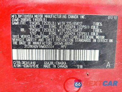 Zdjęcie 13 z 13 samochodu: 2010 TOYOTA RAV4 LIMITED VIN:2T3YK4DV1AW005554 - miniatura