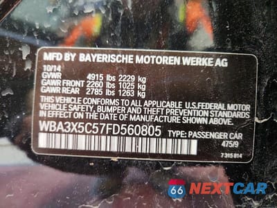 Zdjęcie 12 z 12 samochodu: 2015 BMW 328 XIGT VIN:WBA3X5C57FD560805 - miniatura