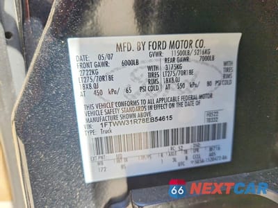 Zdjęcie 13 z 13 samochodu: 2008 FORD F350 SRW SUPER DUTY VIN:1FTWW31R78EB54615 - miniatura
