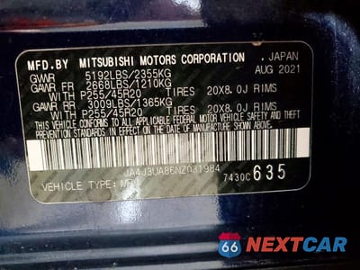Zdjęcie 14 z 14 samochodu: 2022 MITSUBISHI OUTLANDER SE VIN:JA4J3UA86NZ031984 - miniatura