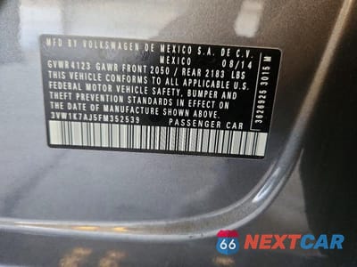 Zdjęcie 12 z 12 samochodu: 2015 VOLKSWAGEN JETTA BASE VIN:3VW1K7AJ5FM352539 - miniatura