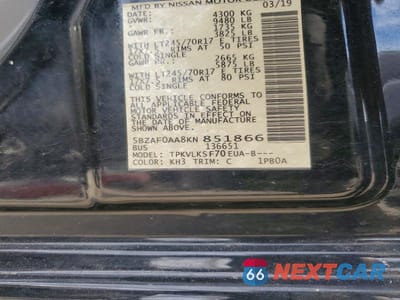 Zdjęcie 13 z 13 samochodu: 2019 NISSAN NV 3500 HD SL VIN:5BZAF0AA8KN851866 - miniatura