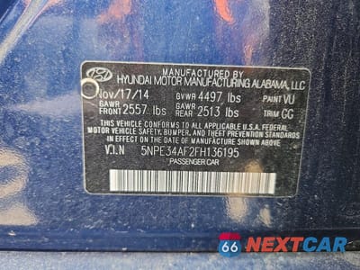 Zdjęcie 12 z 12 samochodu: 2015 HYUNDAI SONATA SPORT VIN:5NPE34AF2FH136195 - miniatura