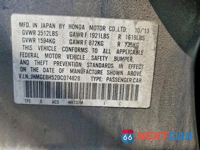 Zdjęcie 12 z 12 samochodu: 2013 HONDA FIT SPORT VIN:JHMGE8H52DC074828 - miniatura