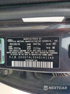 Zdjęcie 13 z 13 samochodu: 2017 KIA OPTIMA LX VIN:5XXGT4L30HG141146 - miniatura