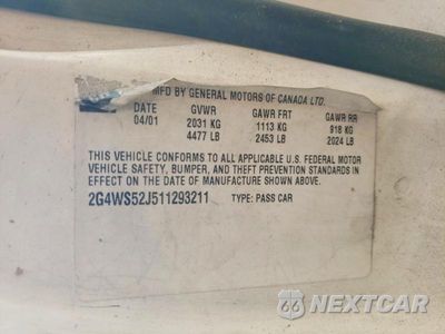 Zdjęcie 12 z 12 samochodu: 2001 BUICK CENTURY VIN:2G4WS52J511293211 - miniatura