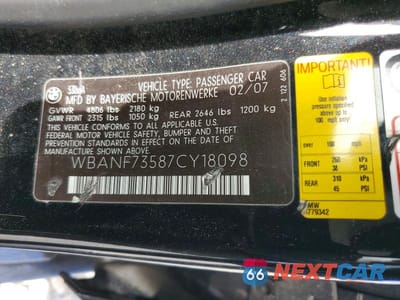 Zdjęcie 12 z 12 samochodu: 2007 BMW 530 XI VIN:WBANF73587CY18098 - miniatura