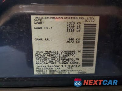 Zdjęcie 12 z 12 samochodu: 2013 NISSAN ALTIMA 2.5 VIN:1N4AL3AP0DC119492 - miniatura