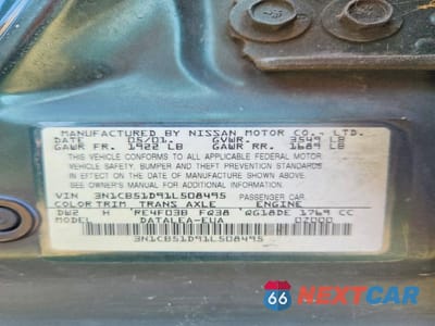 Zdjęcie 12 z 12 samochodu: 2001 NISSAN SENTRA XE VIN:3N1CB51D91L508495 - miniatura