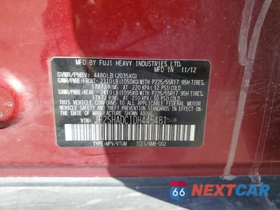 Zdjęcie 13 z 13 samochodu: 2013 SUBARU FORESTER 2.5X PREMIUM VIN:JF2SHADC1DH445481 - miniatura