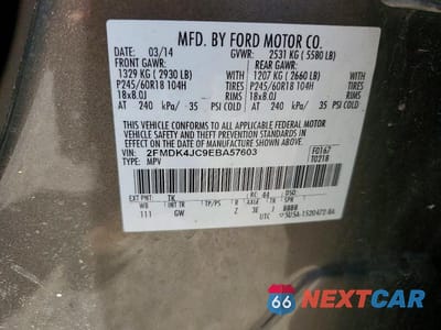Zdjęcie 13 z 13 samochodu: 2014 FORD EDGE SEL VIN:2FMDK4JC9EBA57603 - miniatura
