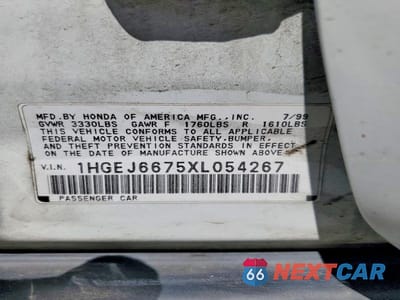 Zdjęcie 12 z 12 samochodu: 1999 HONDA CIVIC LX VIN:1HGEJ6675XL054267 - miniatura