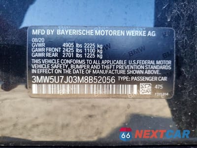 Zdjęcie 12 z 12 samochodu: 2021 BMW M340I VIN:3MW5U7J03M8B52056 - miniatura