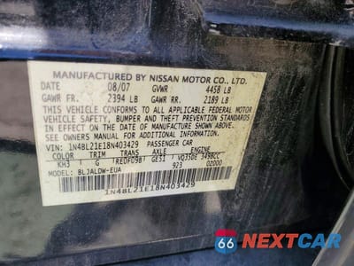 Zdjęcie 12 z 12 samochodu: 2008 NISSAN ALTIMA 3.5 SE VIN:1N4BL21E18N403429 - miniatura