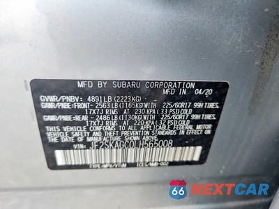 Zdjęcie 12 z 12 samochodu: 2020 SUBARU FORESTER PREMIUM VIN:JF2SKAGC0LH565008 - miniatura