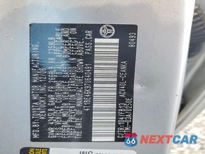 Zdjęcie 12 z 12 samochodu: 2007 TOYOTA CAMRY VIN:4T1BE46K97U640491 - miniatura