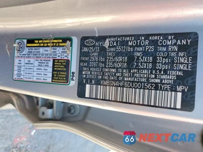 Zdjęcie 13 z 13 samochodu: 2013 HYUNDAI SANTA FE GLS VIN:KM8SN4HF6DU001562 - miniatura