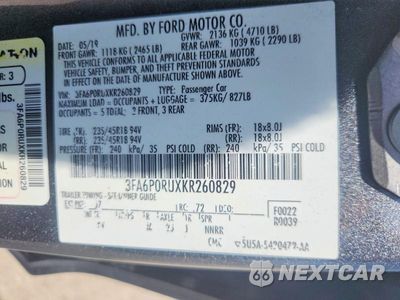 Zdjęcie 12 z 12 samochodu: 2019 FORD FUSION TITANIUM VIN:3FA6P0RUXKR260829 - miniatura