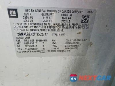 Zdjęcie 13 z 13 samochodu: 2017 CHEVROLET EQUINOX LT VIN:2GNALCEK3H1562747 - miniatura