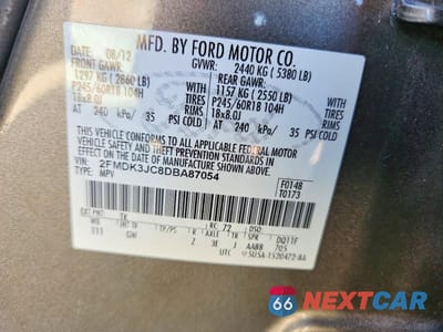Zdjęcie 13 z 13 samochodu: 2013 FORD EDGE SEL VIN:2FMDK3JC8DBA87054 - miniatura