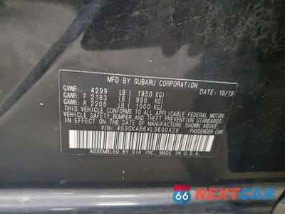 Zdjęcie 12 z 12 samochodu: 2020 SUBARU IMPREZA VIN:4S3GKAB6XL3600429 - miniatura