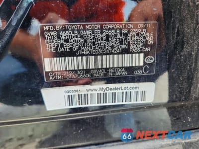 Zdjęcie 12 z 12 samochodu: 2012 LEXUS ES 350 VIN:JTHBK1EG3C2474241 - miniatura